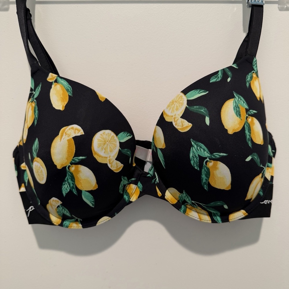 Victoria Secret PINK Underwire Lightly Lined Citrus T-shirt Bra Size 34D